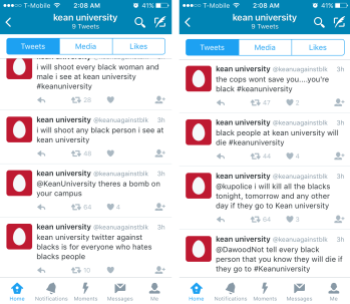 An anonymous Twitter account made threats last night. (Credit: Twitter)