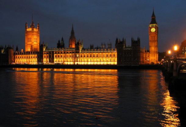 The Palace of Westminster at night as seen from the south bank of the River Thames. Photo: Andrew Dunn